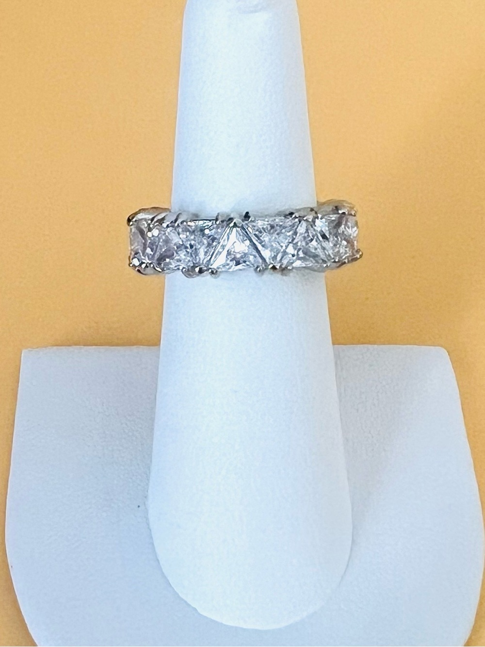 Infinity ring silver plated, shiny large clear CZ